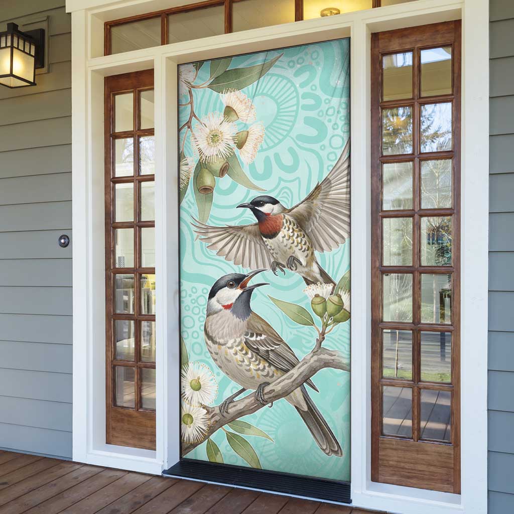 Australia Red Wattlebird Door Cover Eucalyptus Alba Indigenous Art - Aussie Hoodie