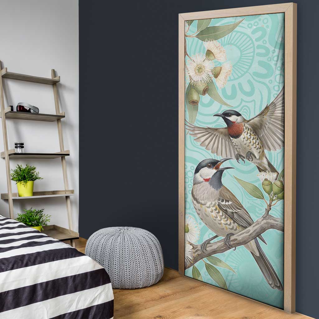 Australia Red Wattlebird Door Cover Eucalyptus Alba Indigenous Art - Aussie Hoodie