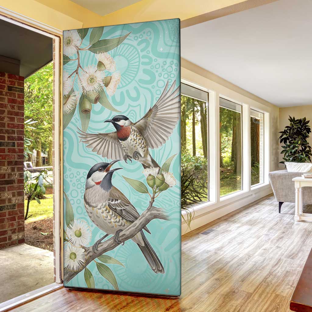 Australia Red Wattlebird Door Cover Eucalyptus Alba Indigenous Art - Aussie Hoodie