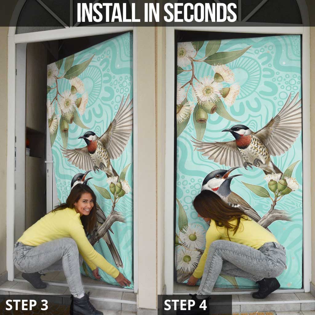 Australia Red Wattlebird Door Cover Eucalyptus Alba Indigenous Art - Aussie Hoodie