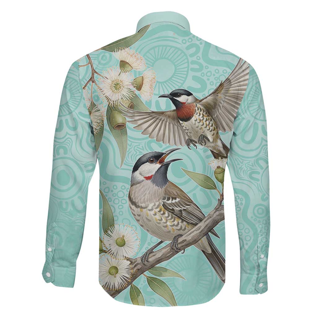 Australia Red Wattlebird Family Matching Long Sleeve Bodycon Dress and Hawaiian Shirt Eucalyptus Alba Indigenous Art - Aussie Hoodie