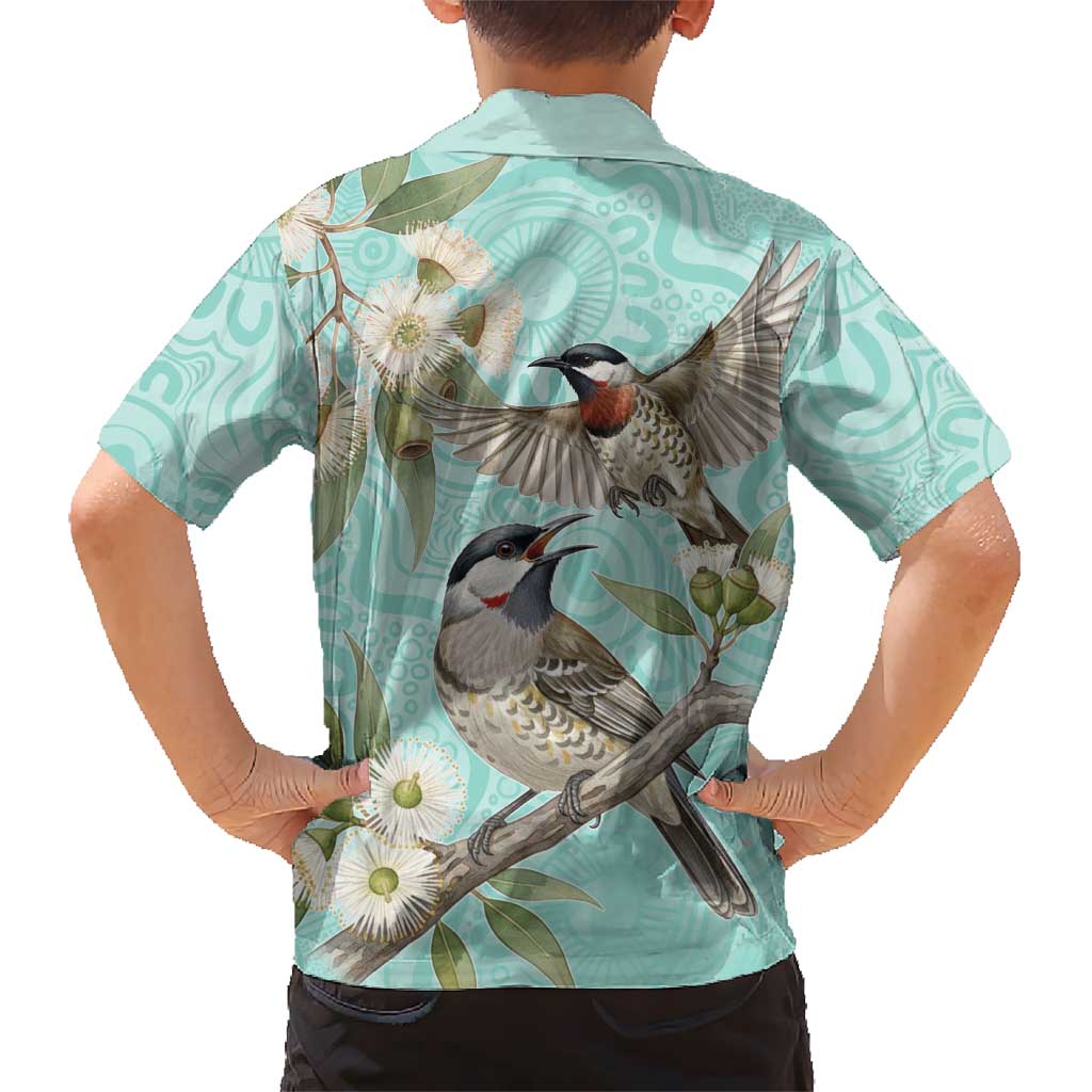Australia Red Wattlebird Family Matching Mermaid Dress and Hawaiian Shirt Eucalyptus Alba Indigenous Art - Aussie Hoodie