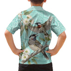 Australia Red Wattlebird Family Matching Off Shoulder Short Dress and Hawaiian Shirt Eucalyptus Alba Indigenous Art - Aussie Hoodie