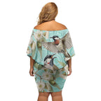 Australia Red Wattlebird Family Matching Off Shoulder Short Dress and Hawaiian Shirt Eucalyptus Alba Indigenous Art - Aussie Hoodie