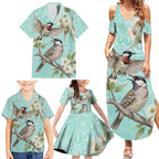 Australia Red Wattlebird Family Matching Summer Maxi Dress and Hawaiian Shirt Eucalyptus Alba Indigenous Art - Aussie Hoodie