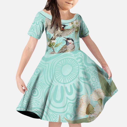 Australia Red Wattlebird Family Matching Summer Maxi Dress and Hawaiian Shirt Eucalyptus Alba Indigenous Art - Aussie Hoodie