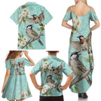 Australia Red Wattlebird Family Matching Summer Maxi Dress and Hawaiian Shirt Eucalyptus Alba Indigenous Art - Aussie Hoodie
