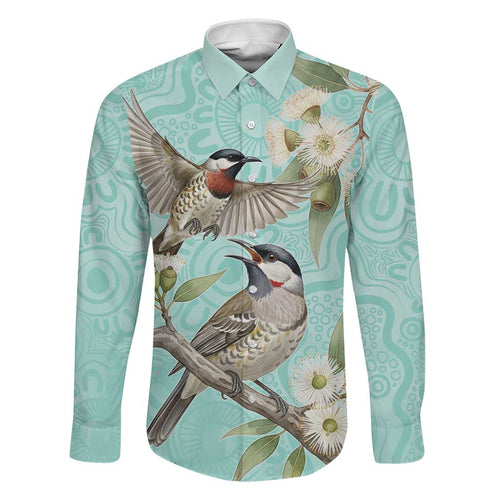Australia Red Wattlebird Family Matching Summer Maxi Dress and Hawaiian Shirt Eucalyptus Alba Indigenous Art - Aussie Hoodie