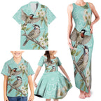 Australia Red Wattlebird Family Matching Tank Maxi Dress and Hawaiian Shirt Eucalyptus Alba Indigenous Art - Aussie Hoodie