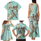 Australia Red Wattlebird Family Matching Tank Maxi Dress and Hawaiian Shirt Eucalyptus Alba Indigenous Art - Aussie Hoodie