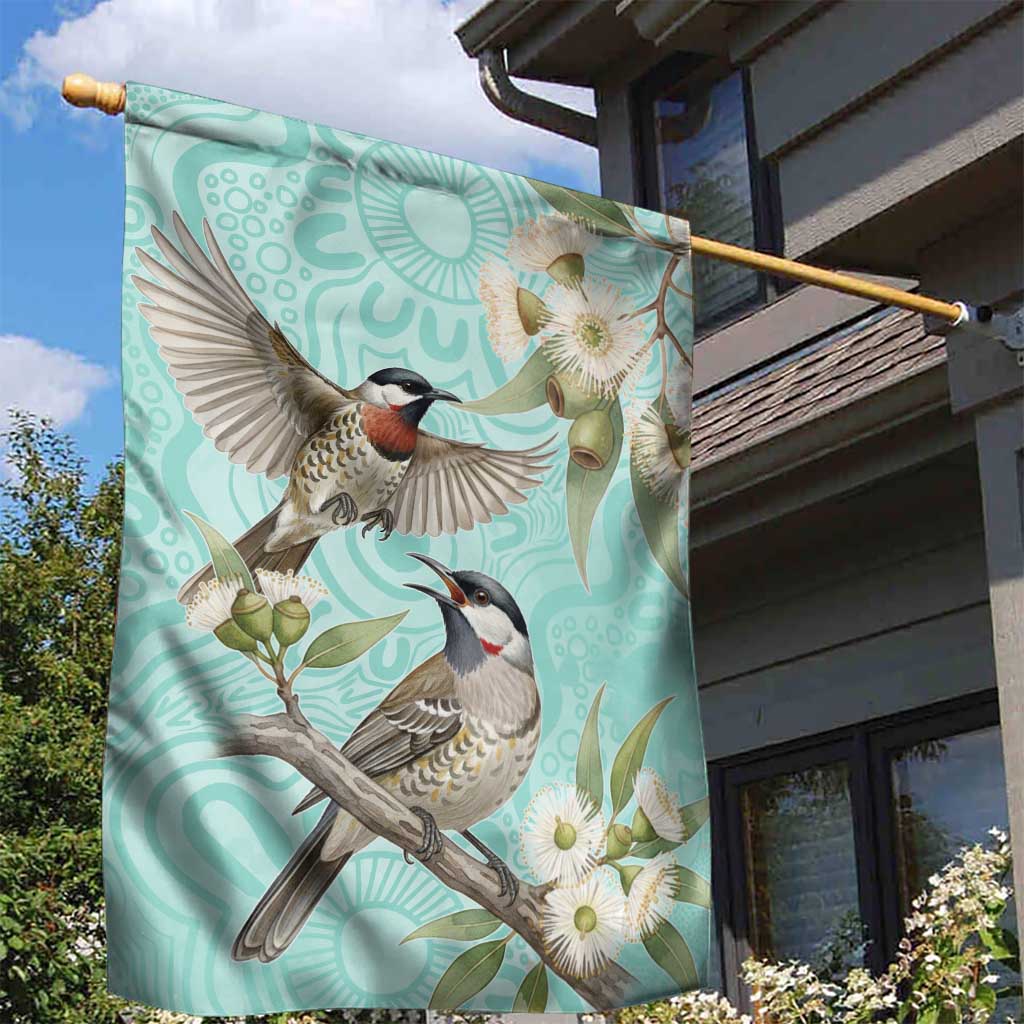 Australia Red Wattlebird Garden Flag Eucalyptus Alba Indigenous Art - Aussie Hoodie