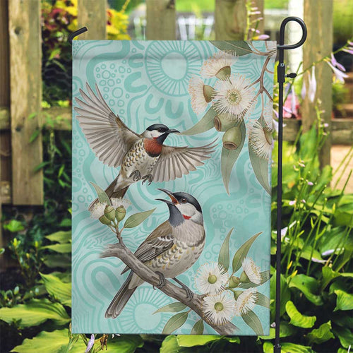 Australia Red Wattlebird Garden Flag Eucalyptus Alba Indigenous Art - Aussie Hoodie