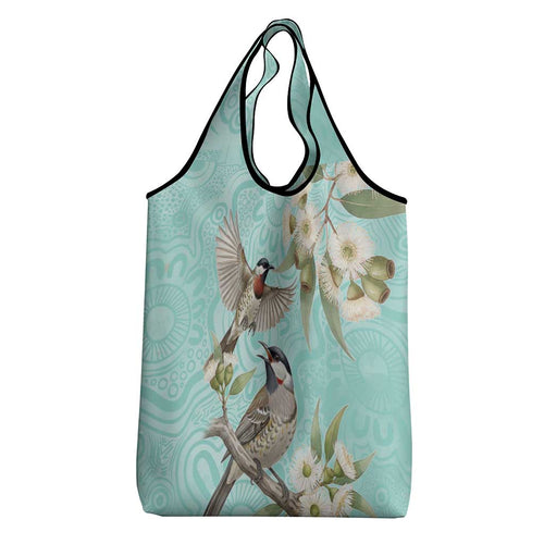 Australia Red Wattlebird Grocery Bag Eucalyptus Alba Indigenous Art - Aussie Hoodie
