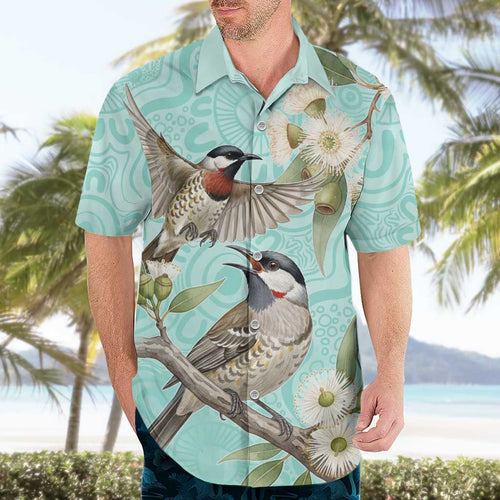 Australia Red Wattlebird Hawaiian Shirt Eucalyptus Alba Indigenous Art - Aussie Hoodie