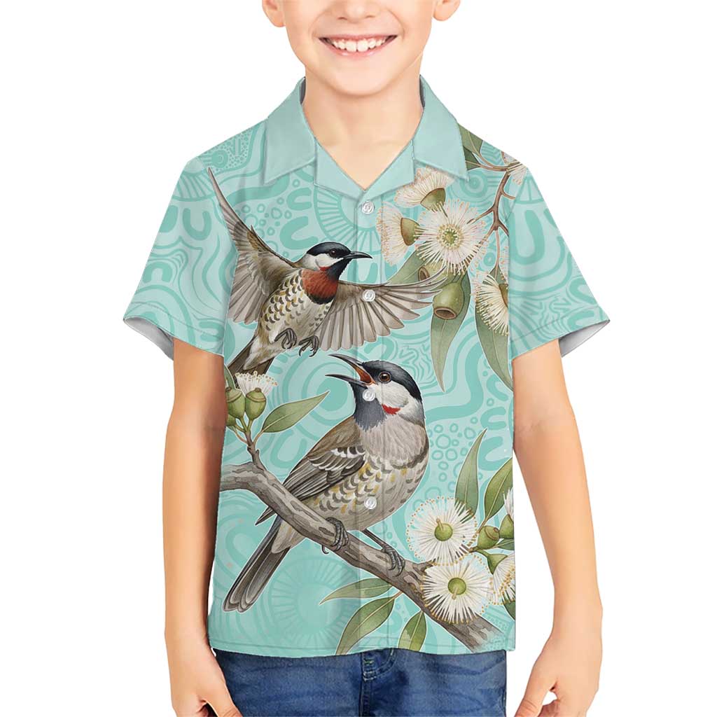 Australia Red Wattlebird Hawaiian Shirt Eucalyptus Alba Indigenous Art - Aussie Hoodie