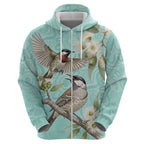 Australia Red Wattlebird Hoodie Eucalyptus Alba Indigenous Art - Aussie Hoodie