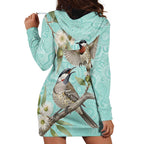 Australia Red Wattlebird Hoodie Dress Eucalyptus Alba Indigenous Art - Aussie Hoodie