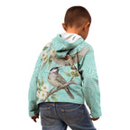 Australia Red Wattlebird Kid Hoodie Eucalyptus Alba Indigenous Art - Aussie Hoodie
