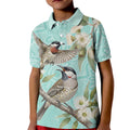 Australia Red Wattlebird Kid Polo Shirt Eucalyptus Alba Indigenous Art - Aussie Hoodie