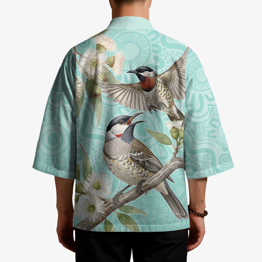 Australia Red Wattlebird Kimono Eucalyptus Alba Indigenous Art - Aussie Hoodie