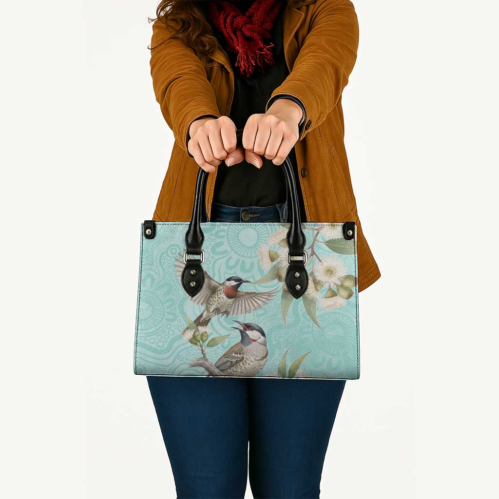 Australia Red Wattlebird Leather Bag Eucalyptus Alba Indigenous Art - Aussie Hoodie
