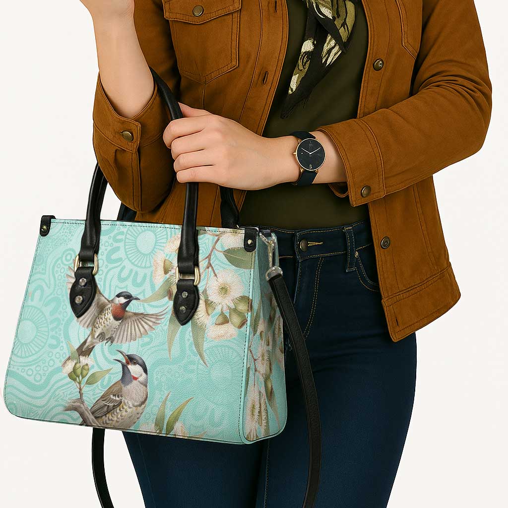 Australia Red Wattlebird Leather Bag Eucalyptus Alba Indigenous Art - Aussie Hoodie