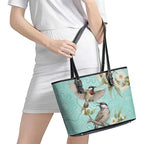Australia Red Wattlebird Leather Tote Bag Eucalyptus Alba Indigenous Art - Aussie Hoodie
