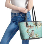 Australia Red Wattlebird Leather Tote Bag Eucalyptus Alba Indigenous Art - Aussie Hoodie
