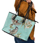 Australia Red Wattlebird Leather Tote Bag Eucalyptus Alba Indigenous Art - Aussie Hoodie