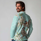 Australia Red Wattlebird Long Sleeve Polo Shirt Eucalyptus Alba Indigenous Art - Aussie Hoodie