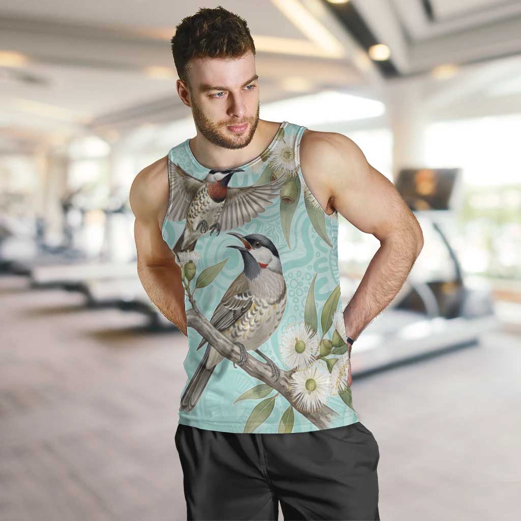 Australia Red Wattlebird Men Tank Top Eucalyptus Alba Indigenous Art - Aussie Hoodie