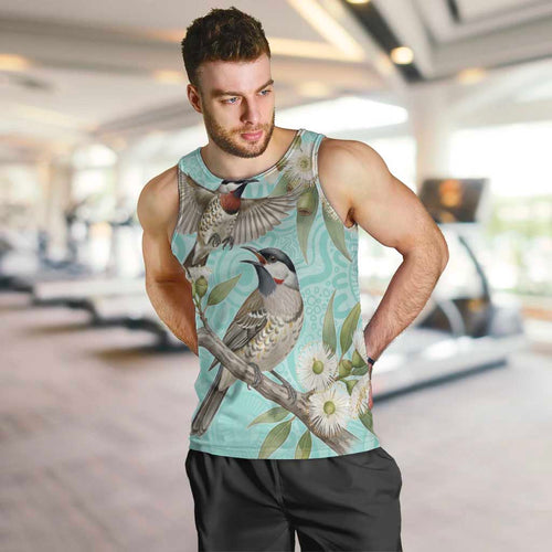 Australia Red Wattlebird Men Tank Top Eucalyptus Alba Indigenous Art - Aussie Hoodie