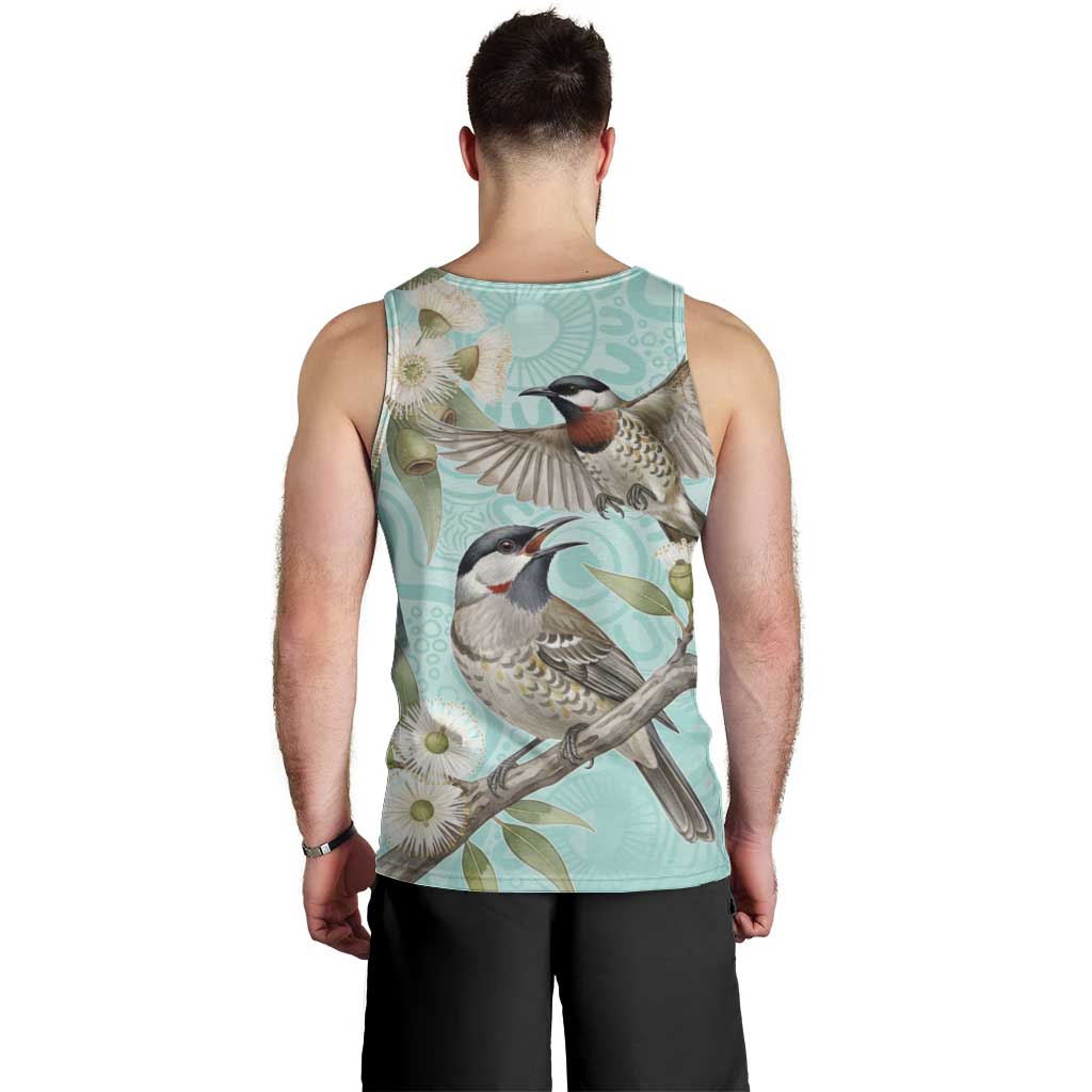 Australia Red Wattlebird Men Tank Top Eucalyptus Alba Indigenous Art - Aussie Hoodie