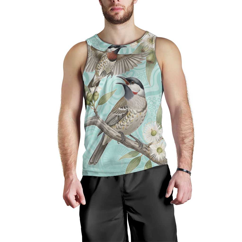 Australia Red Wattlebird Men Tank Top Eucalyptus Alba Indigenous Art - Aussie Hoodie