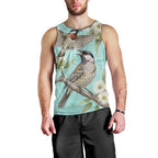 Australia Red Wattlebird Men Tank Top Eucalyptus Alba Indigenous Art - Aussie Hoodie