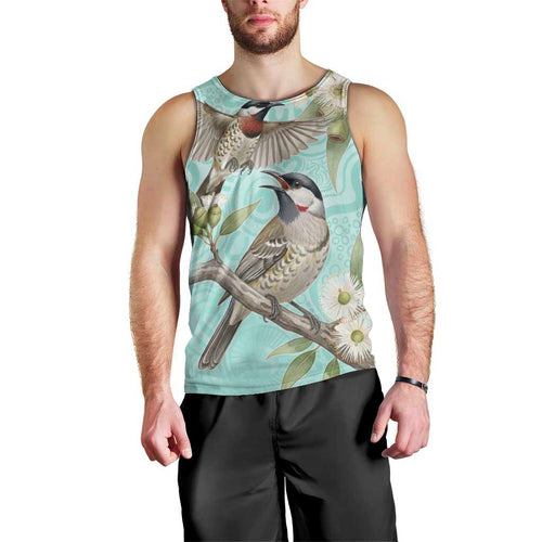 Australia Red Wattlebird Men Tank Top Eucalyptus Alba Indigenous Art - Aussie Hoodie