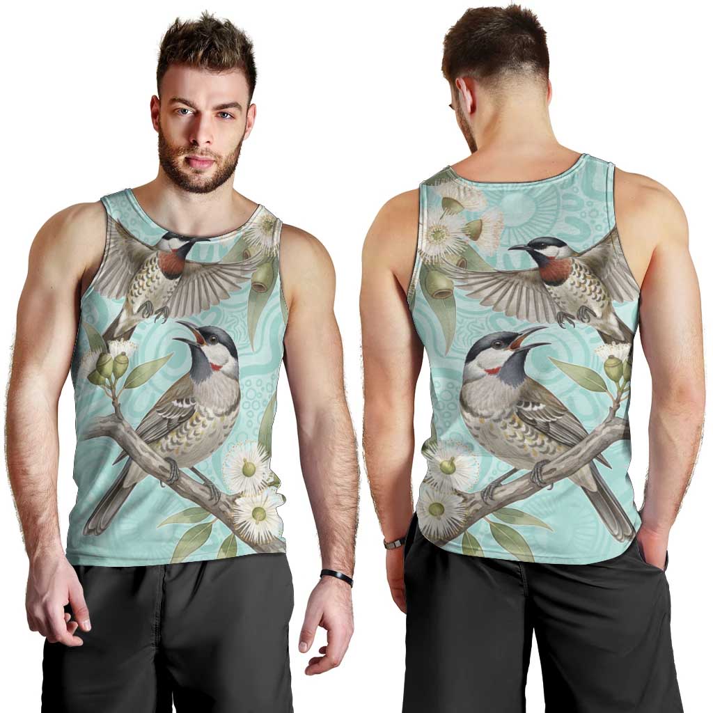 Australia Red Wattlebird Men Tank Top Eucalyptus Alba Indigenous Art - Aussie Hoodie