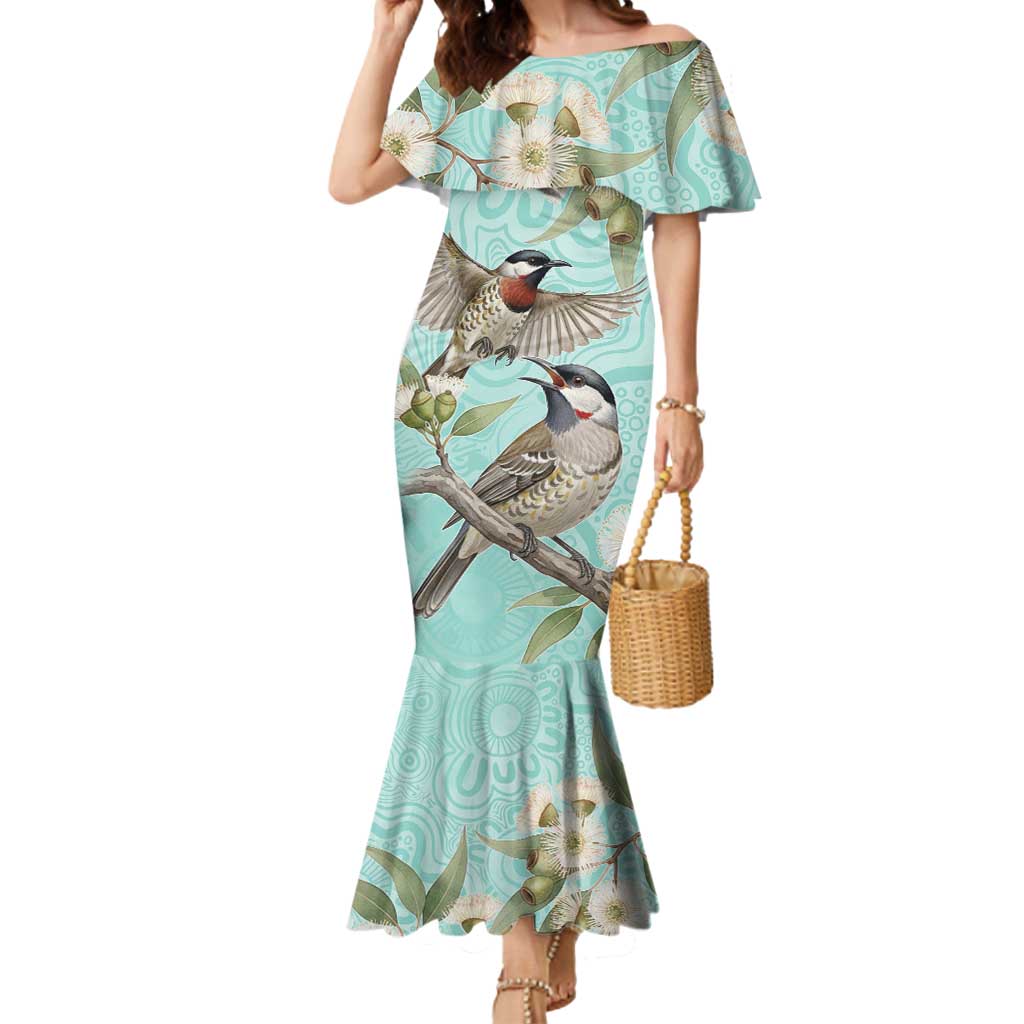 Australia Red Wattlebird Mermaid Dress Eucalyptus Alba Indigenous Art - Aussie Hoodie