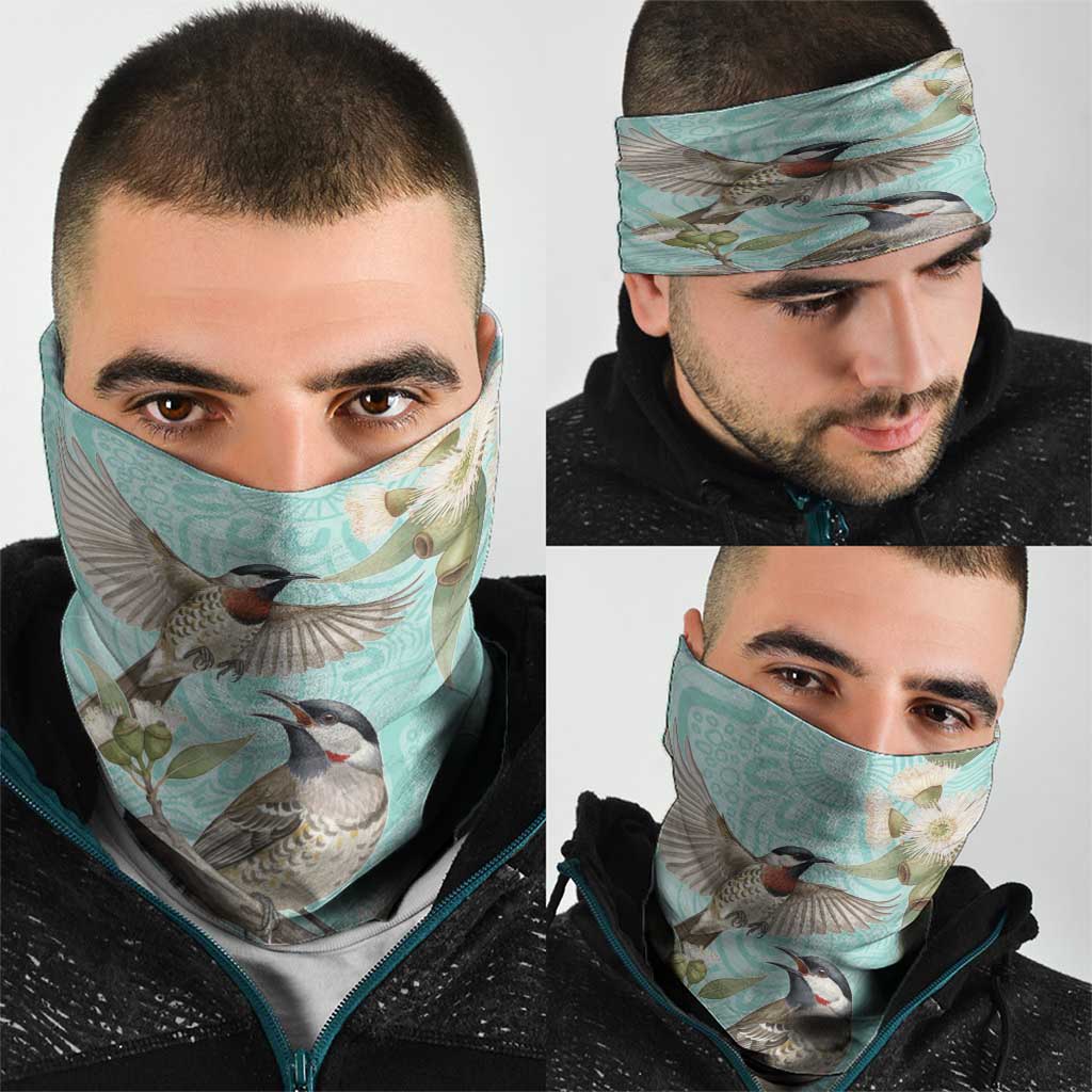 Australia Red Wattlebird Neck Gaiter Eucalyptus Alba Indigenous Art - Aussie Hoodie