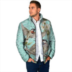 Australia Red Wattlebird Padded Jacket Eucalyptus Alba Indigenous Art - Aussie Hoodie