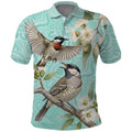 Australia Red Wattlebird Polo Shirt Eucalyptus Alba Indigenous Art - Aussie Hoodie