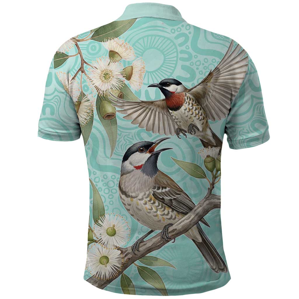Australia Red Wattlebird Polo Shirt Eucalyptus Alba Indigenous Art - Aussie Hoodie