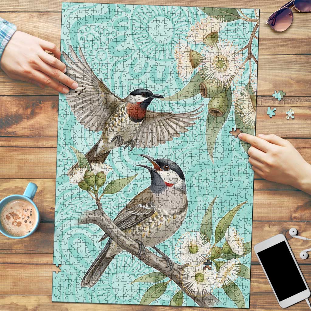 Australia Red Wattlebird Puzzle Eucalyptus Alba Indigenous Art - Aussie Hoodie