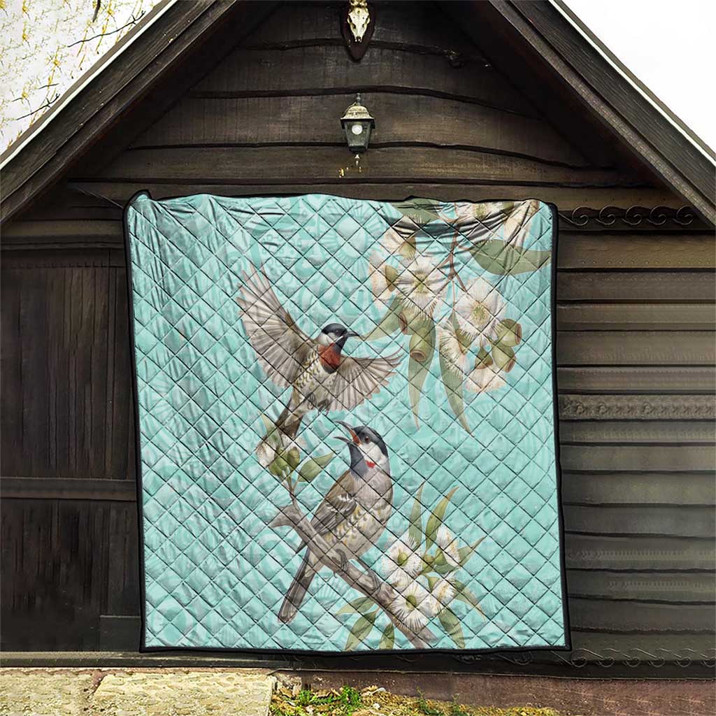 Australia Red Wattlebird Quilt Eucalyptus Alba Indigenous Art - Aussie Hoodie