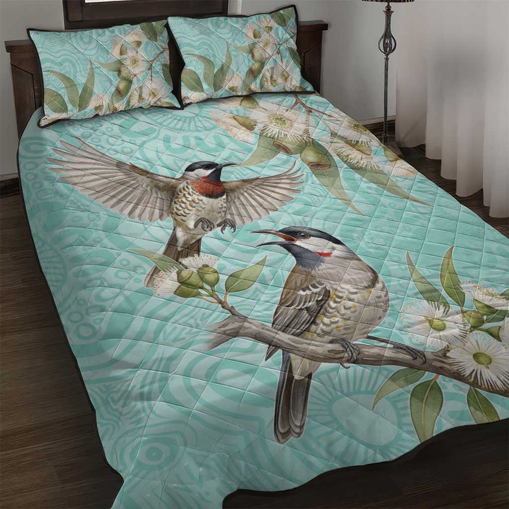 Australia Red Wattlebird Quilt Bed Set Eucalyptus Alba Indigenous Art - Aussie Hoodie