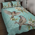 Australia Red Wattlebird Quilt Bed Set Eucalyptus Alba Indigenous Art - Aussie Hoodie