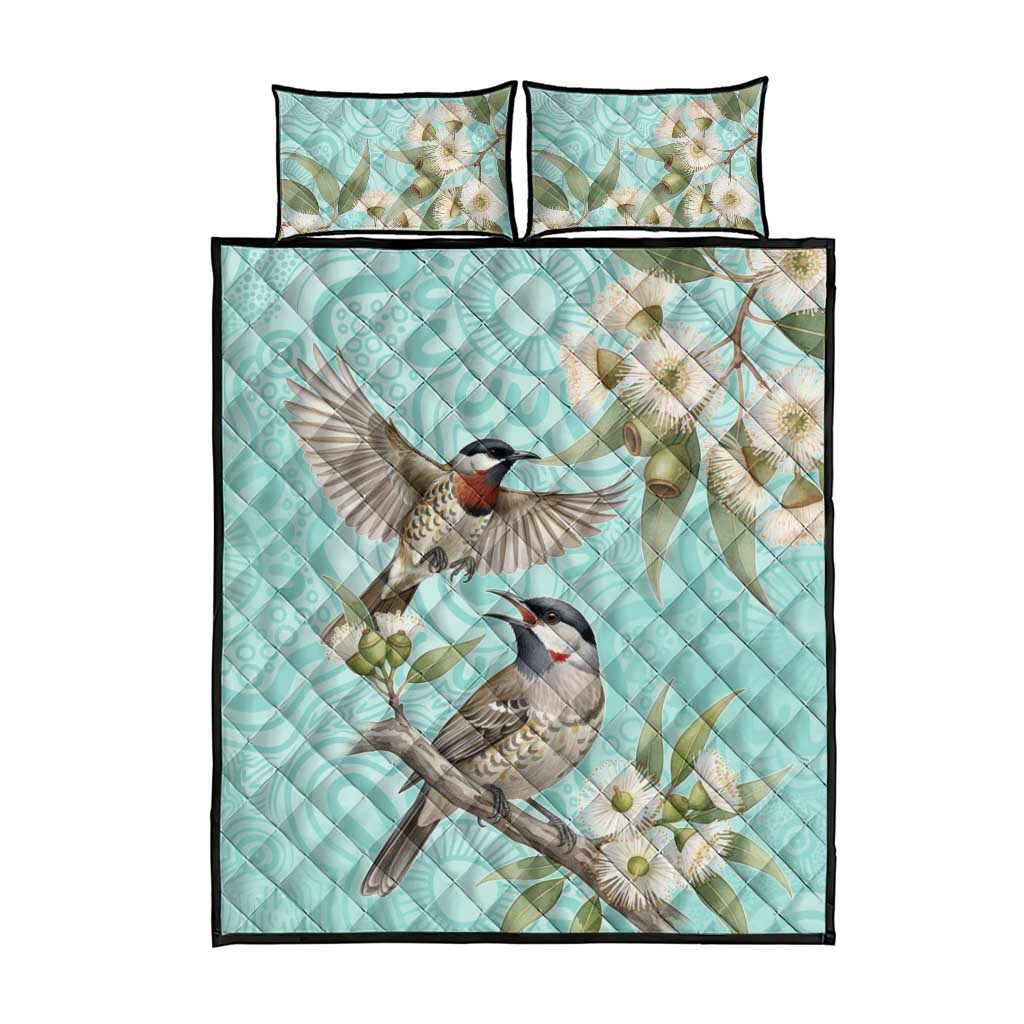 Australia Red Wattlebird Quilt Bed Set Eucalyptus Alba Indigenous Art - Aussie Hoodie