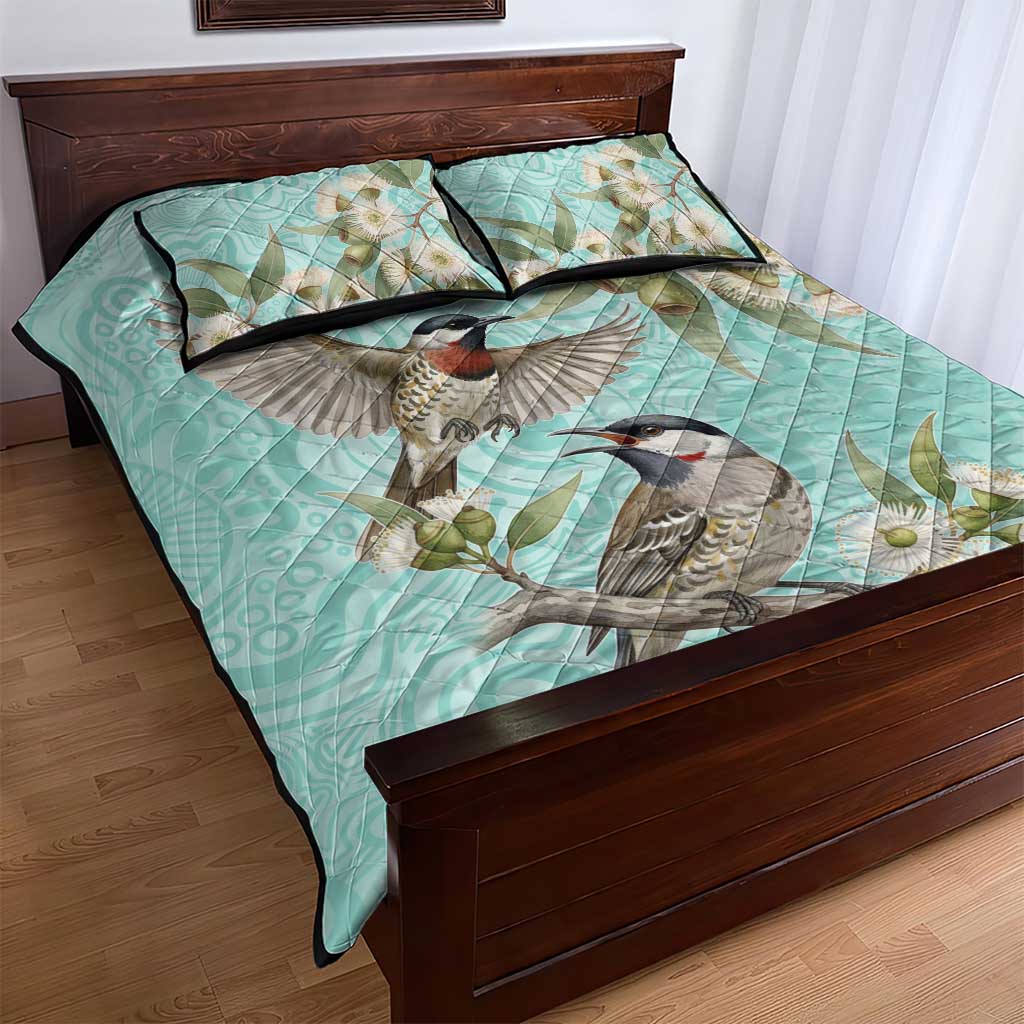 Australia Red Wattlebird Quilt Bed Set Eucalyptus Alba Indigenous Art - Aussie Hoodie