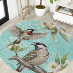 Australia Red Wattlebird Round Carpet Eucalyptus Alba Indigenous Art - Aussie Hoodie