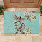 Australia Red Wattlebird Rubber Doormat Eucalyptus Alba Indigenous Art - Aussie Hoodie